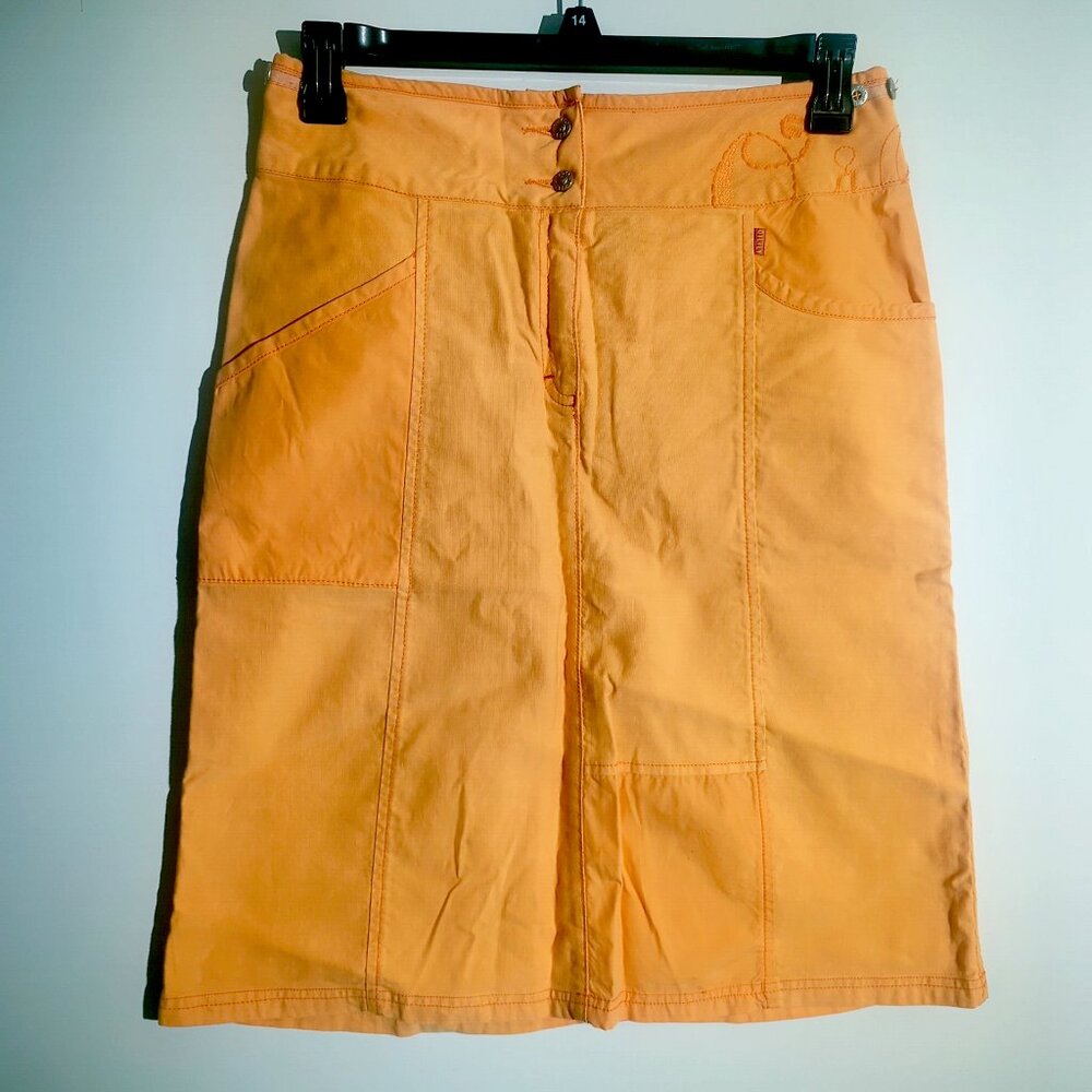 Oilily NWOT Orange Embroidered Floral Flowers Midi Skirt Wide Belt 38 EU 10-12US - Picture 3 of 10